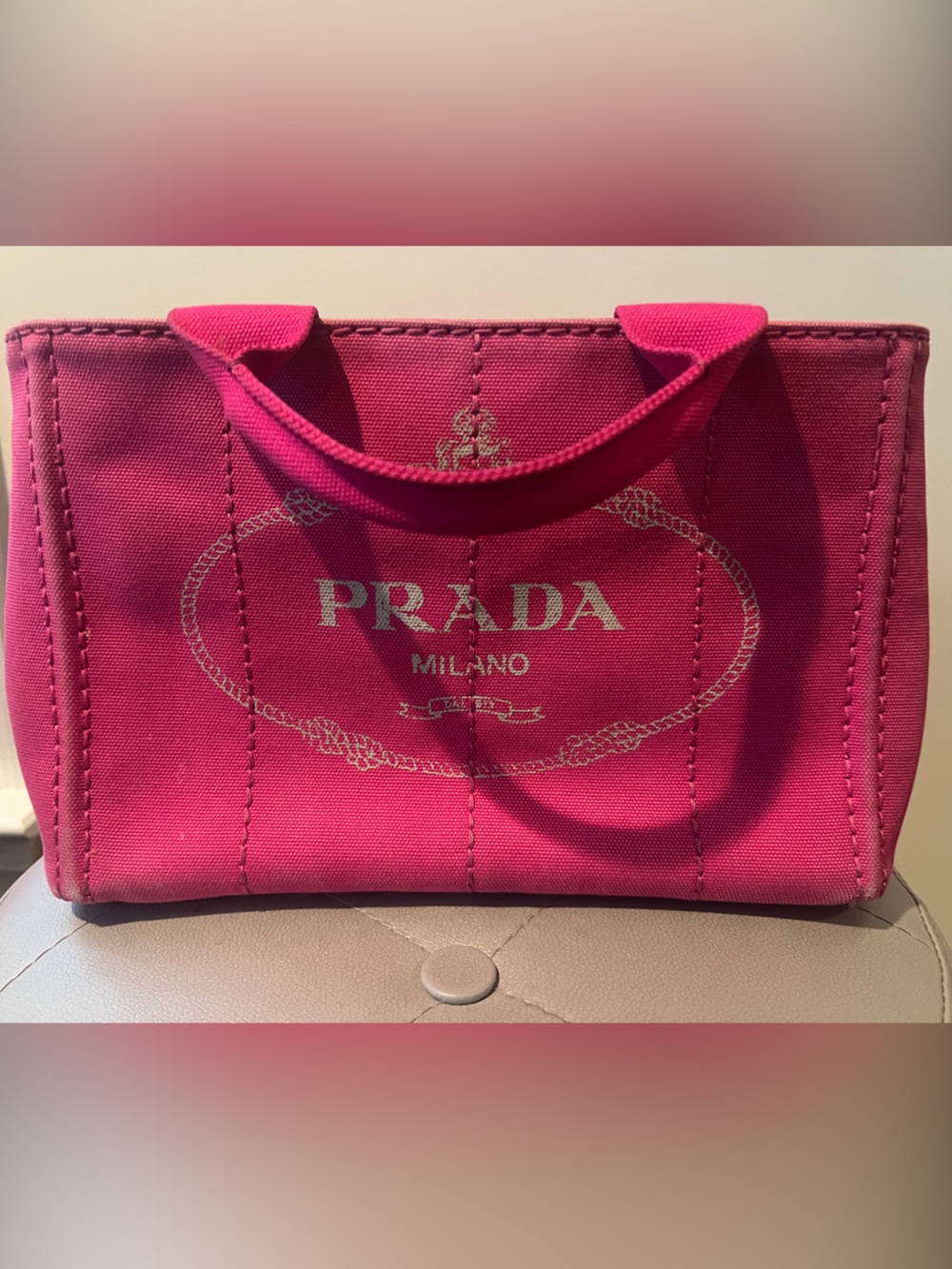 Prada Hot Pink Canvas Mini Tote